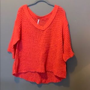 Orange free people cotton sweater
